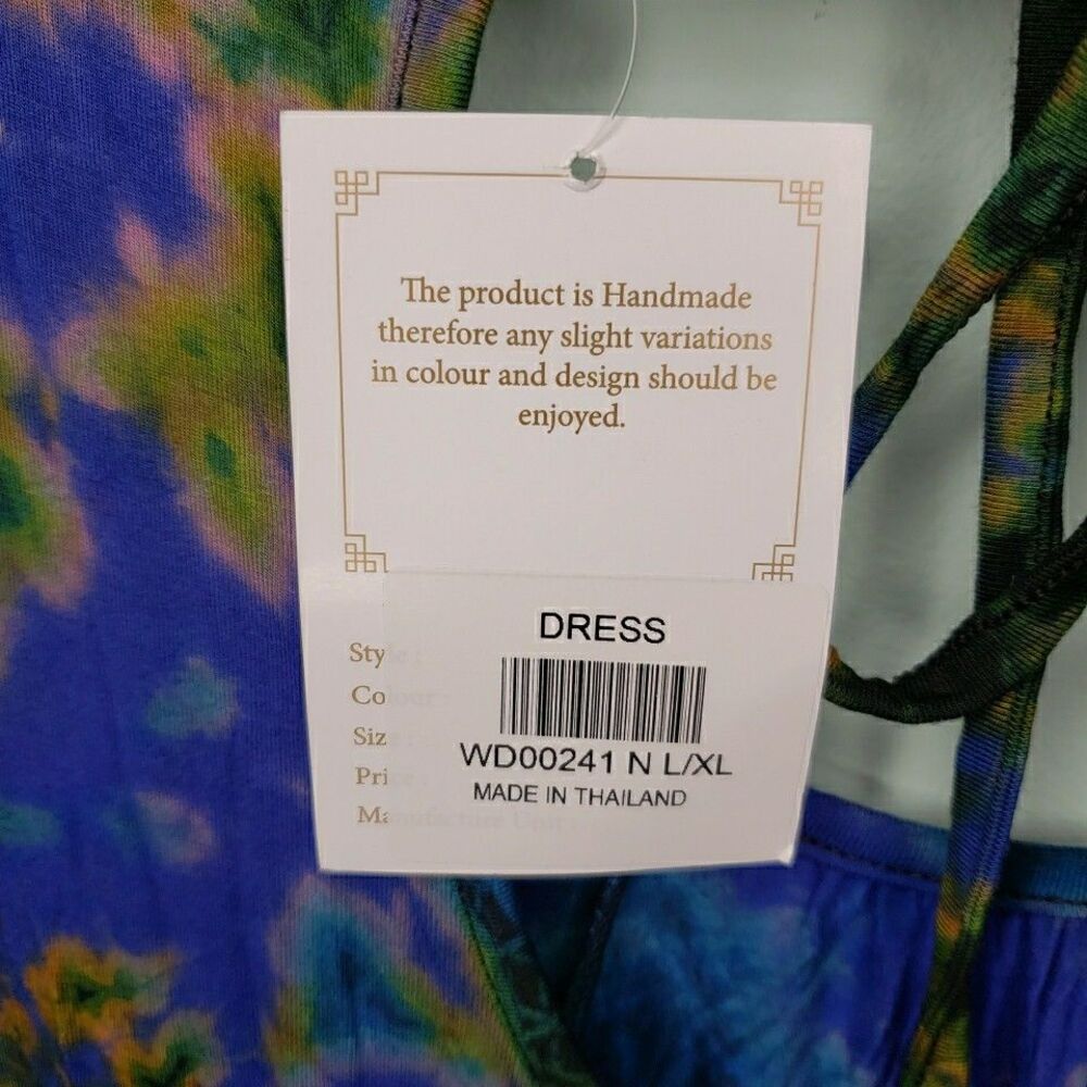 Tie Dye Sleeveless Sun Dress Pockets Summer Casual Loose Beach Cover Up Large XL - Picture 4 of 15